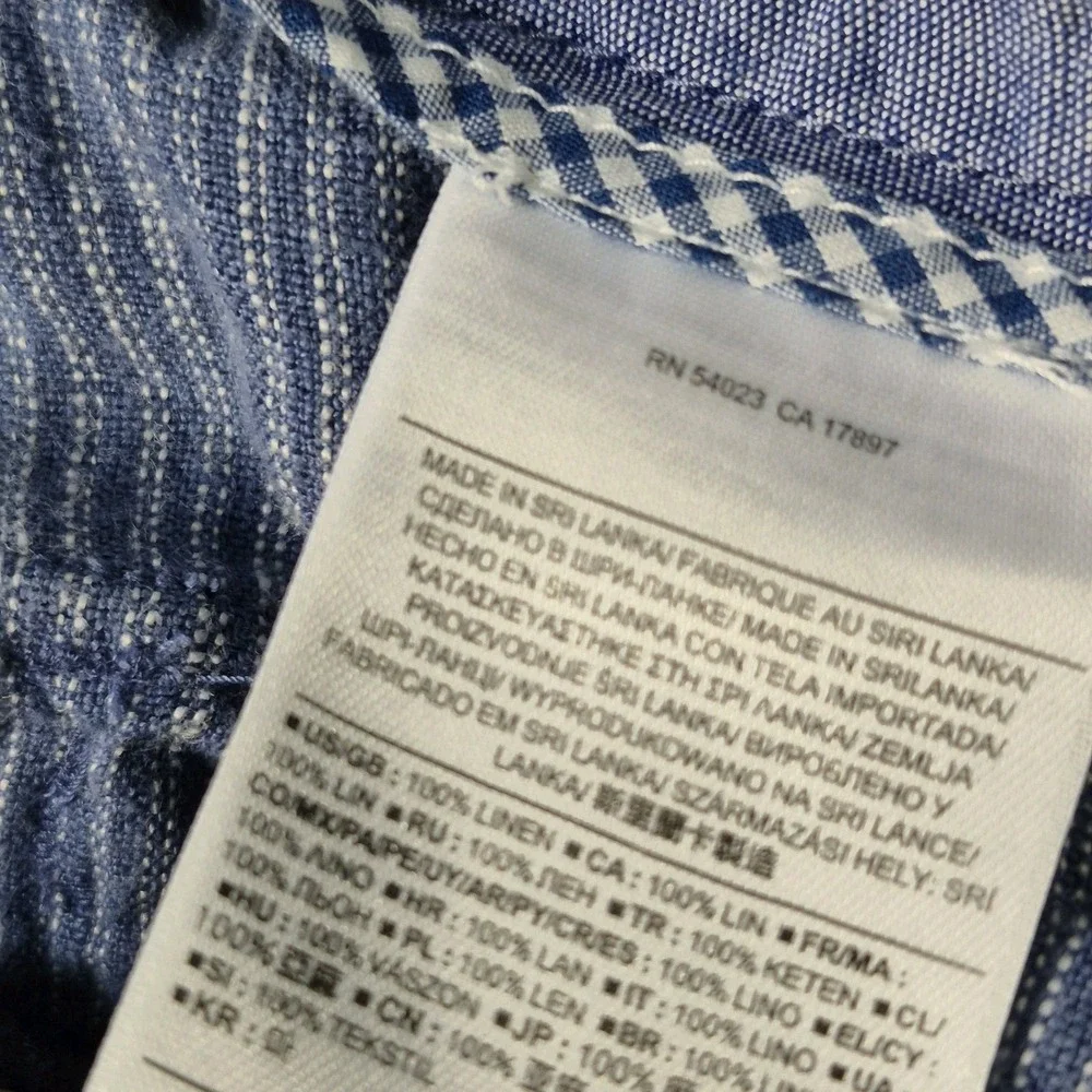 Banana Republic Linen Shorts Mens 36 Blue Stripe Aiden Casual Chino Beach